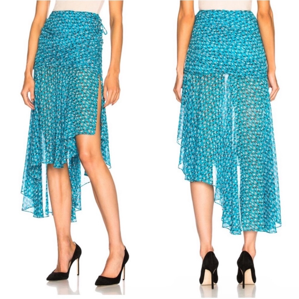 Veronica Beard Blue Sevilla Floral Print Asymmetrical Skirt in Blue